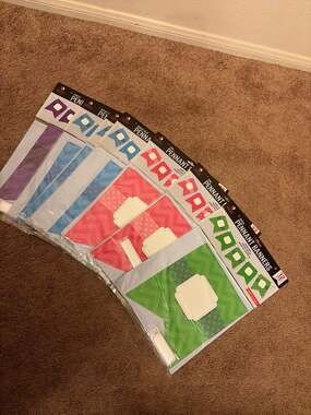 Lot of 7 Creative Spaces Pennant Banners Multi-Color Double-Sided Party Decor